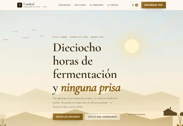 Web de ejemplo de un obrador de pan con encargos y tienda